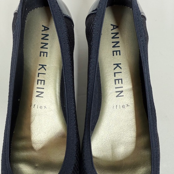 Anne Klein Akunice Navy Women 6 1/2M Patent Toe Ballet Flat Heel Comfort Buckle - Picture 10 of 16